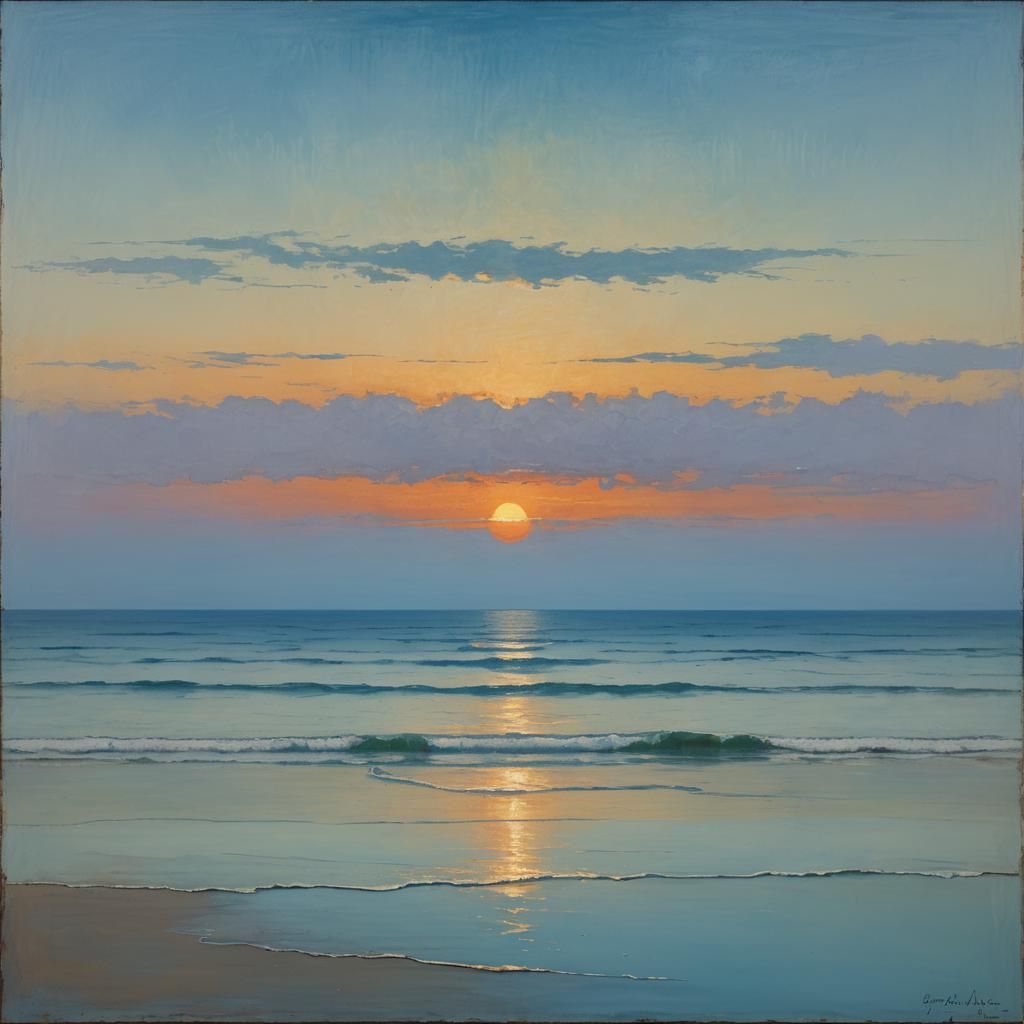 Abstract Sunset in Rothko Style with Blue Gradient