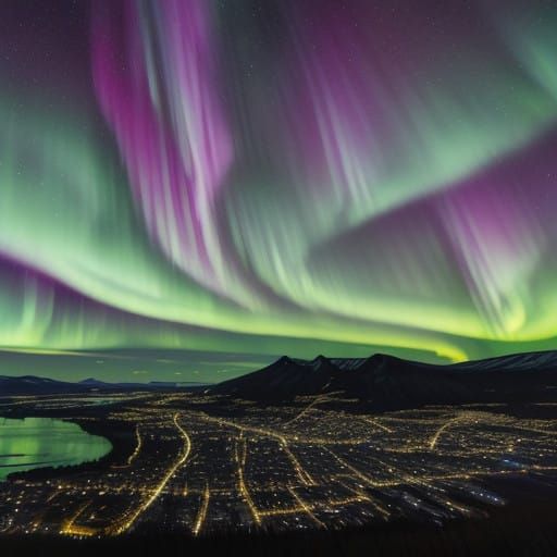 Spectacular Aurora Borealis Illuminates a Quaint Nighttime V...