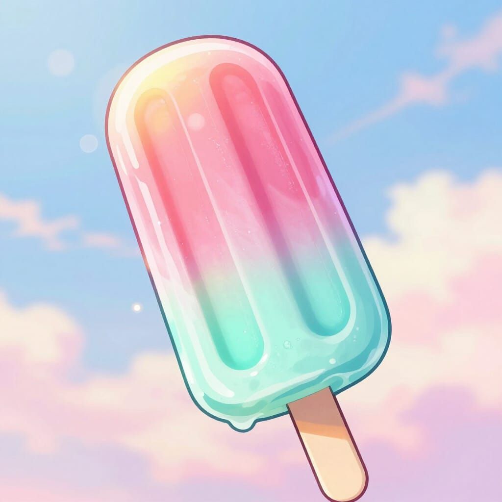 Melting Popsicle Illustration in Anime Style