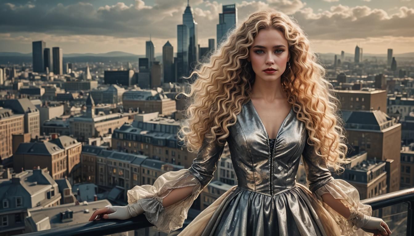 Stunning European Woman in Acrylic Illustration