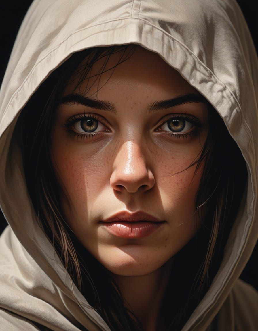 Mysterious Female Figure in Cel-Shaded Portrait