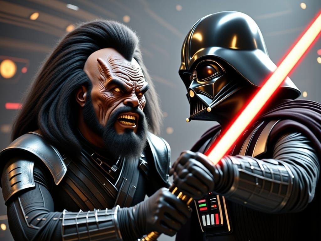 Epic Science Fiction Battle of Darth Vader vs Klingon Warrio...