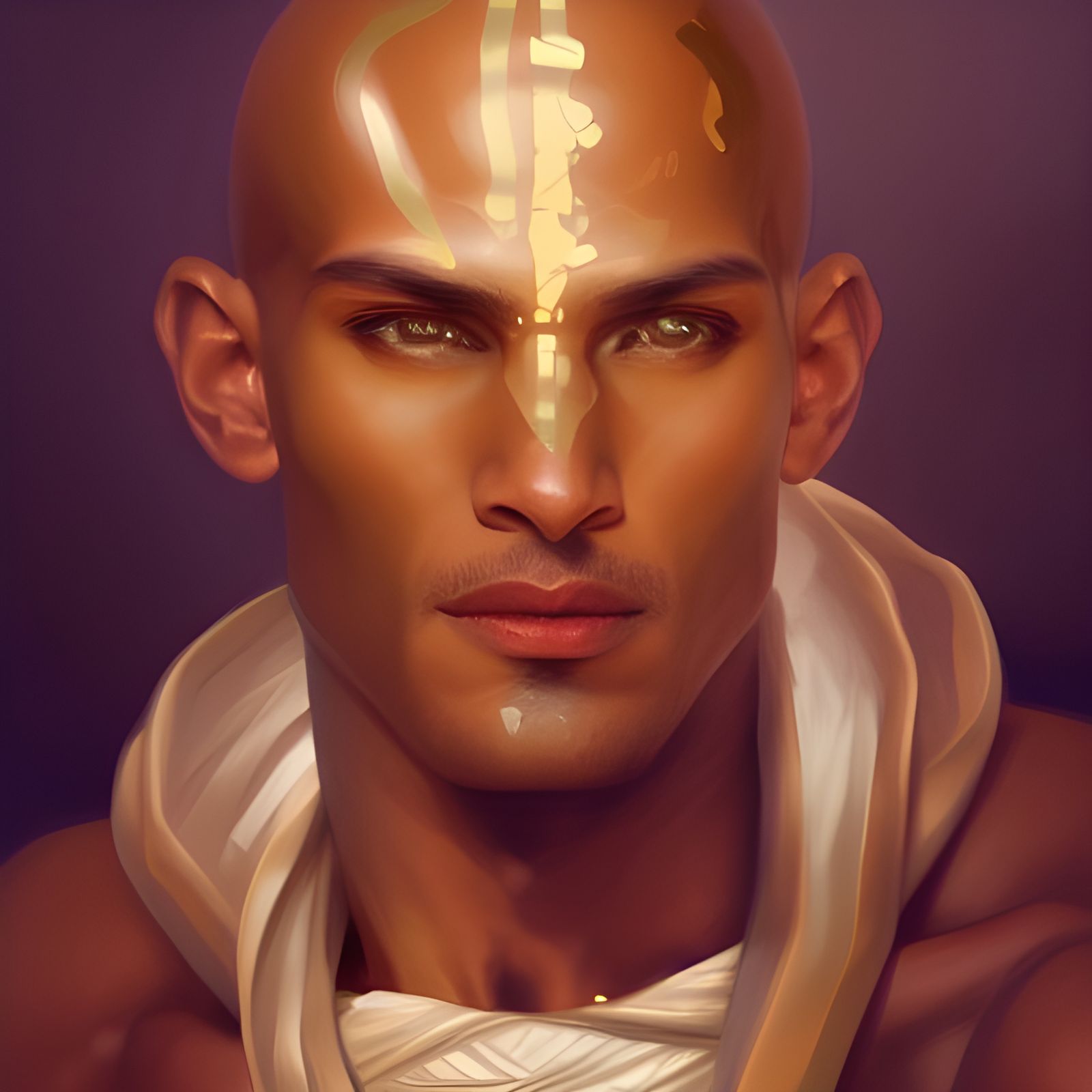 Egyptian God with Gold Scars: Hyperdetailed Portrait