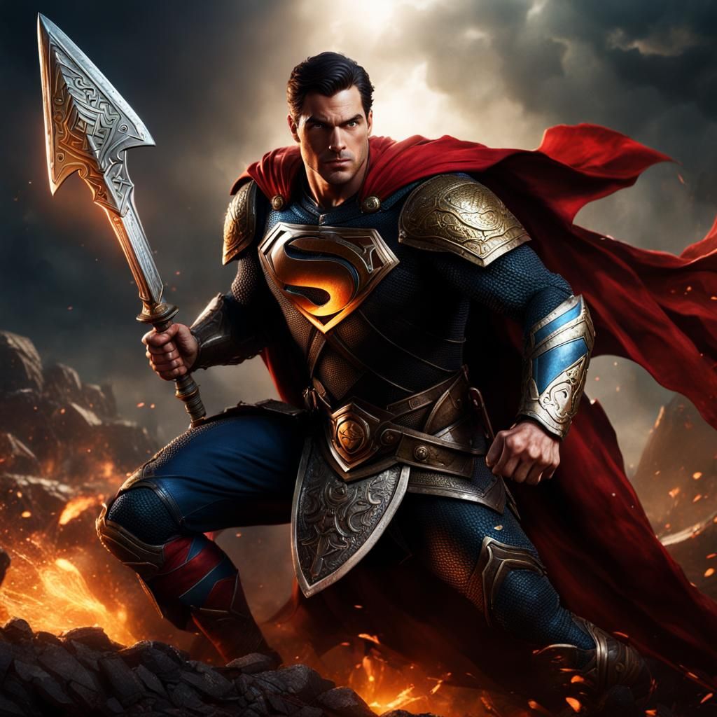 Paladin Superman in Armor: Fantasy Concept Art