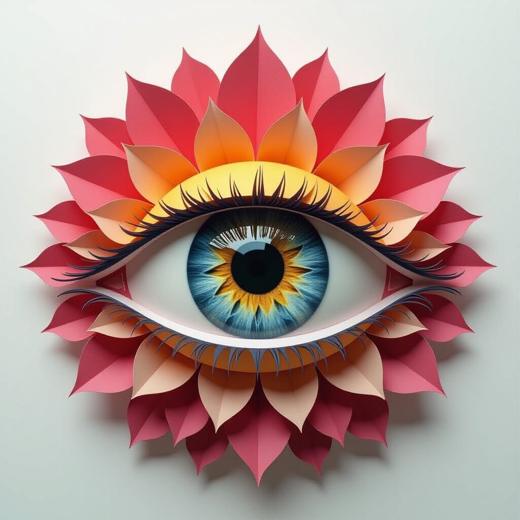 Photorealistic 3D Eye Iris Becomes Vibrant Flower