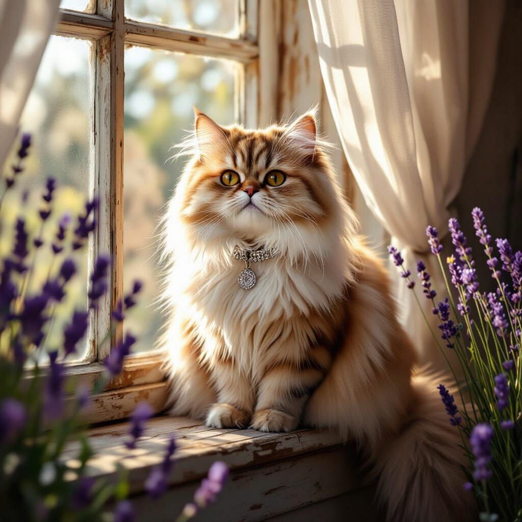 Regal Persian Cat in Dreamy Sunlight