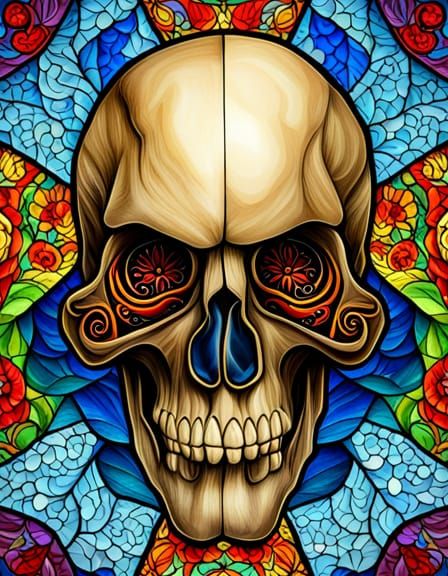 Stained Glass Skull
