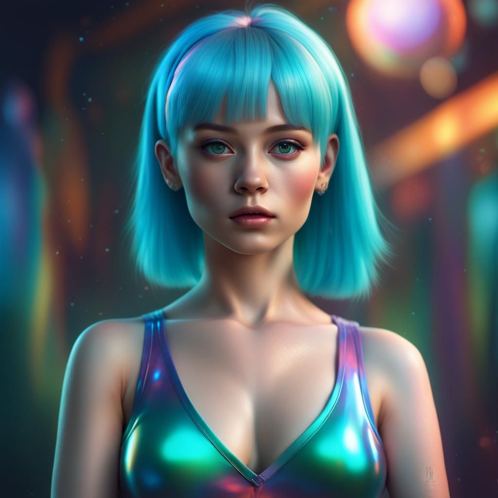 Prismatic Teenage Woman Portrait in Fantasy Art