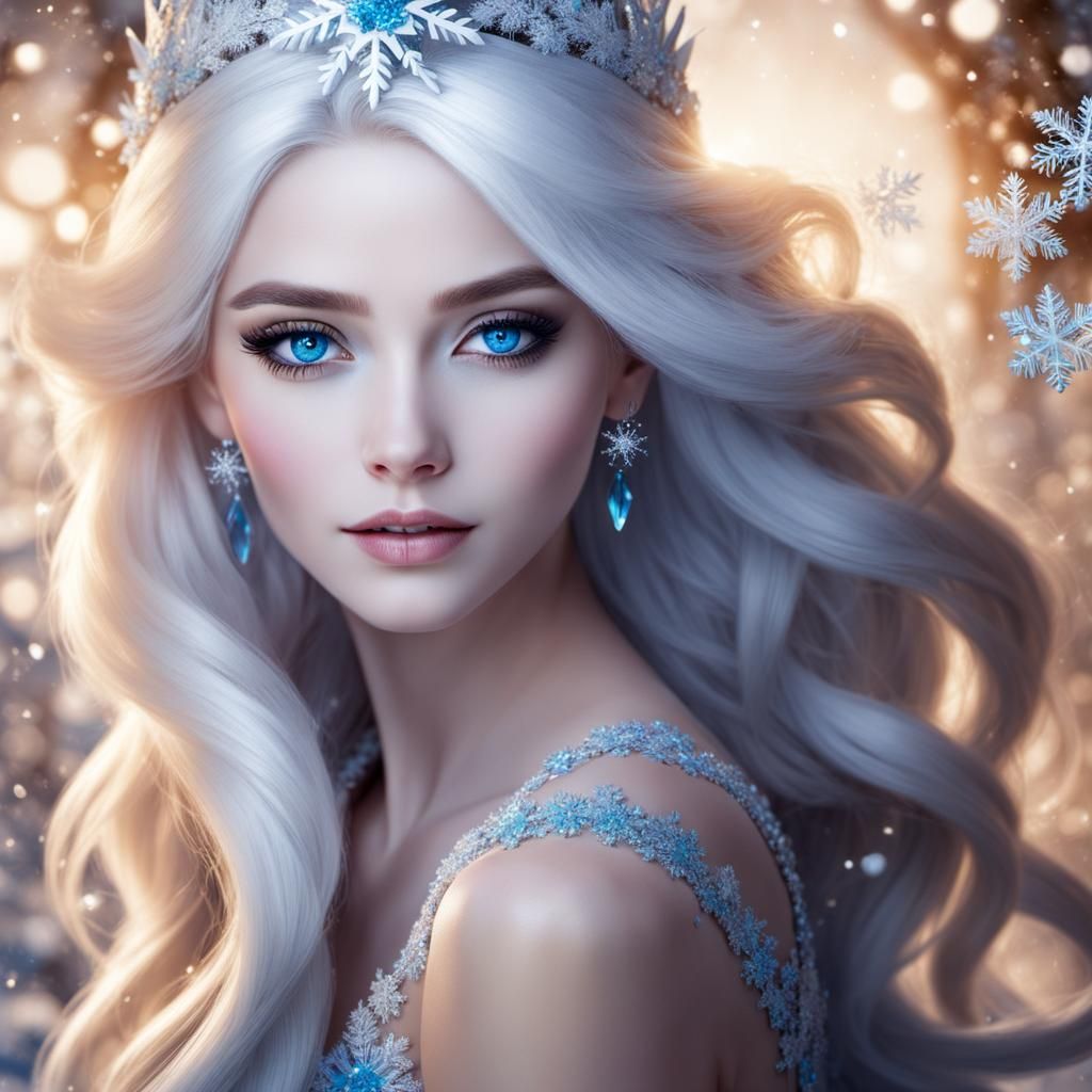 Winter Personified: A Beautiful Woman in Snow