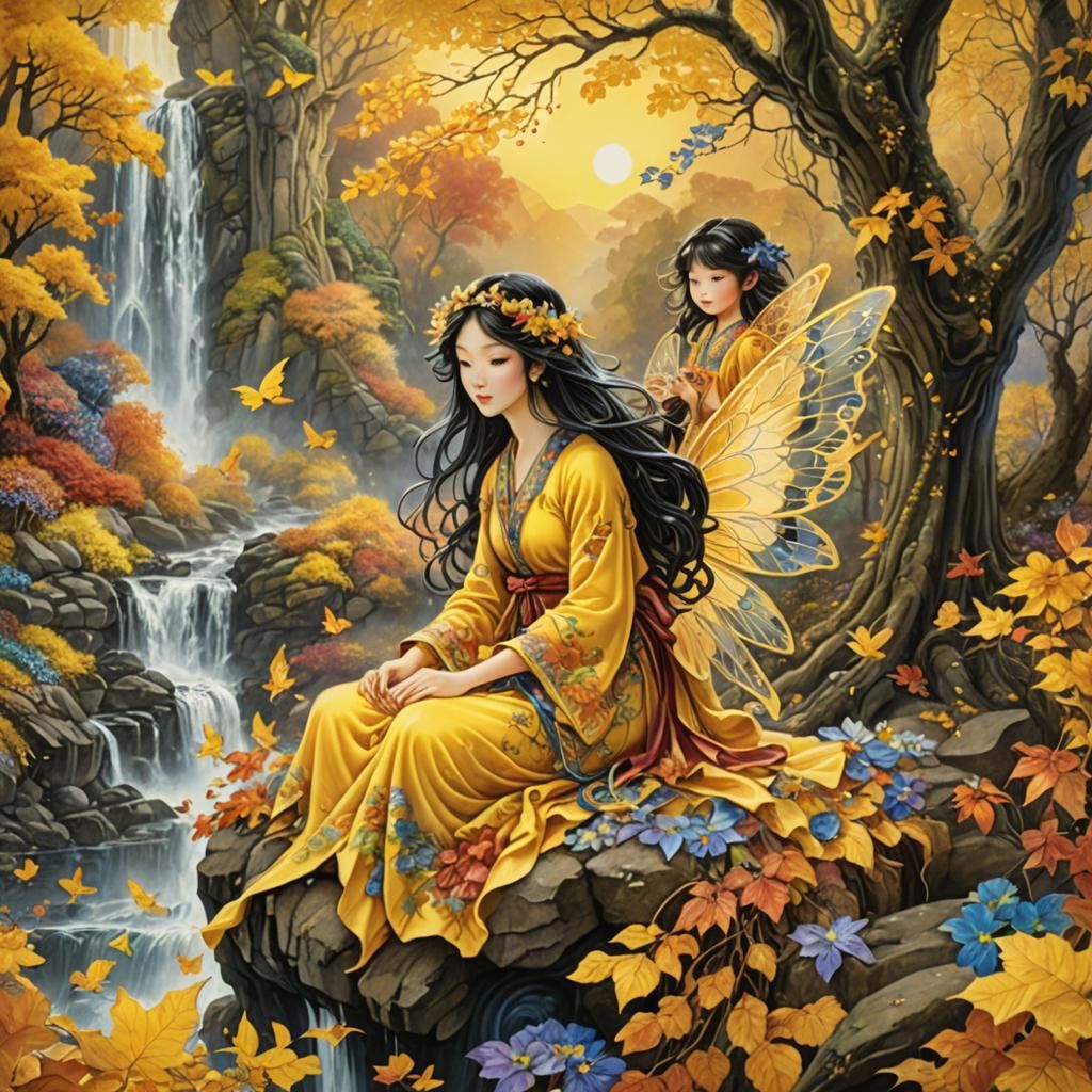Autumn Fairies in Celestial Japanese Garden