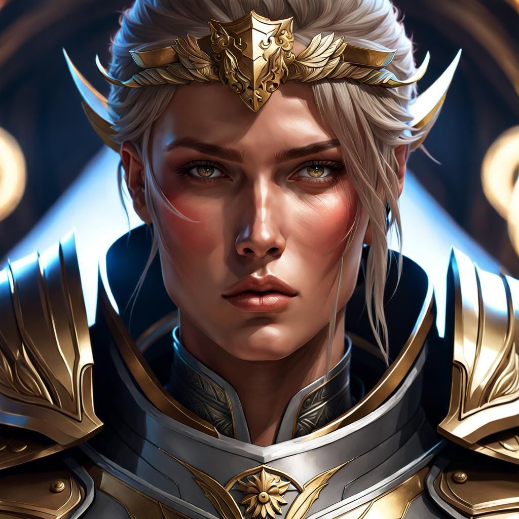 Angelic Knight Warrior with Scar, Hyperdetailed Concept Art