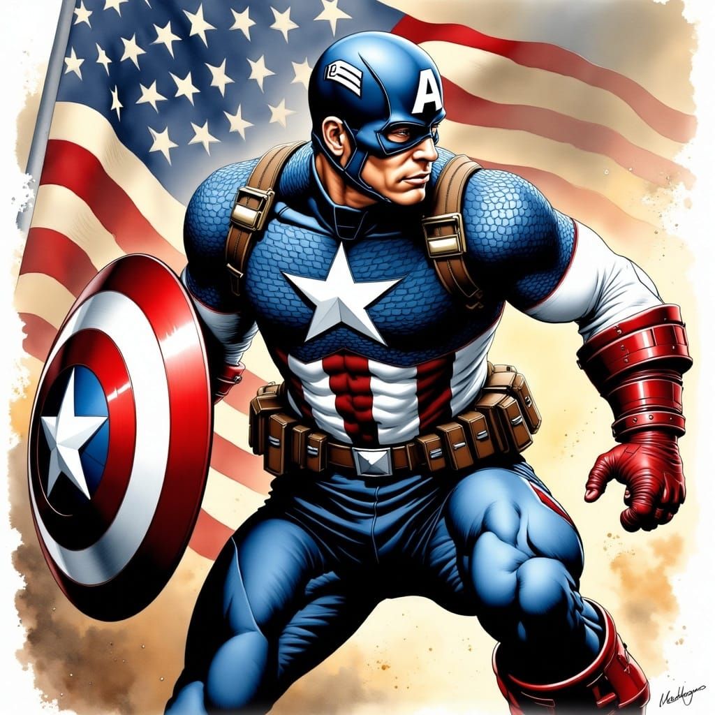 Captain America in Patriotic Glory