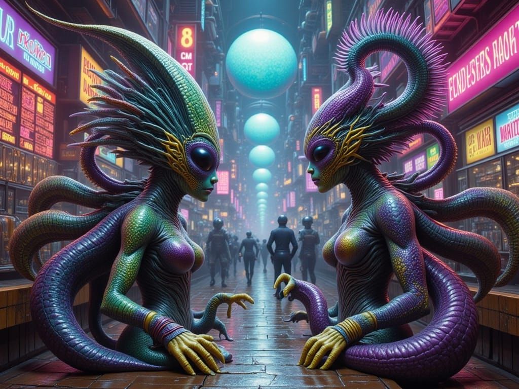 Cyberpunk Alien Trader Meets Gangster Cobra