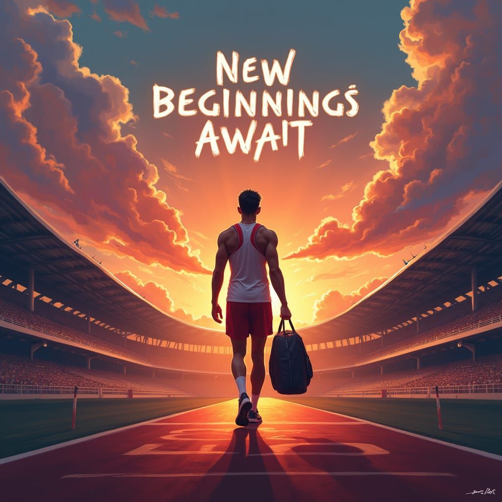 Athlete Embracing New Horizons in Vibrant Sunset