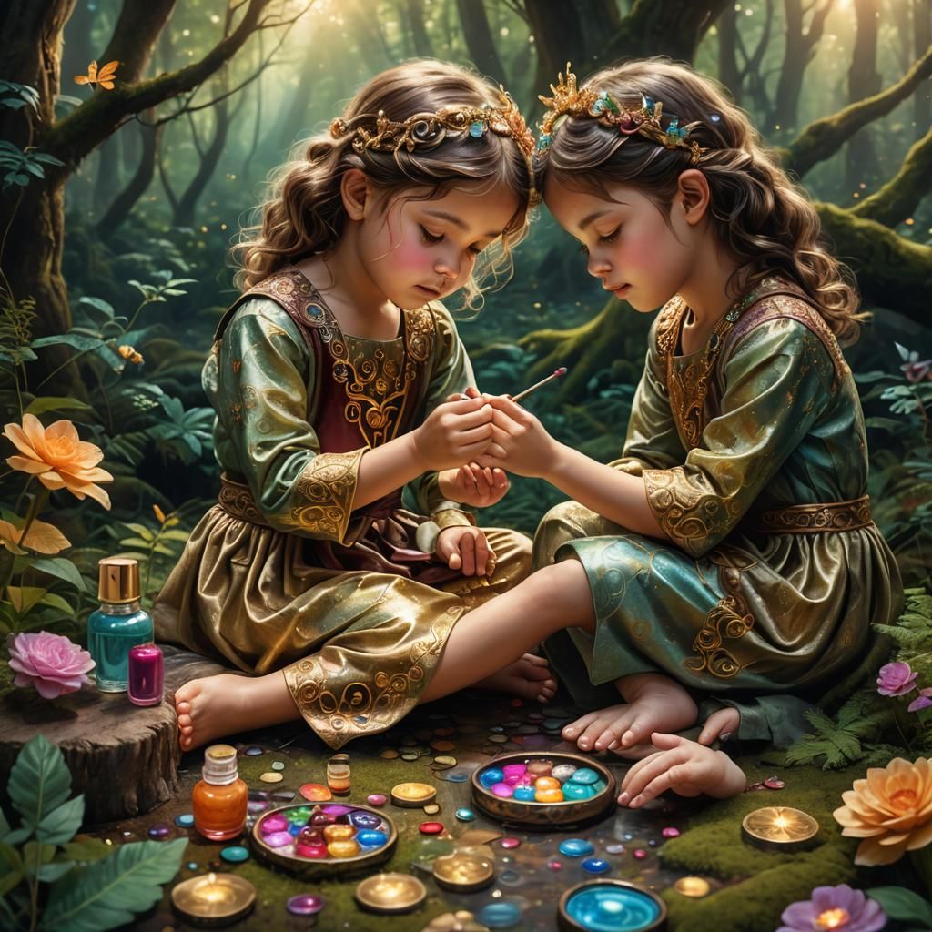 Mystical Forest Spa: Child's Manicure in Fantasy Art