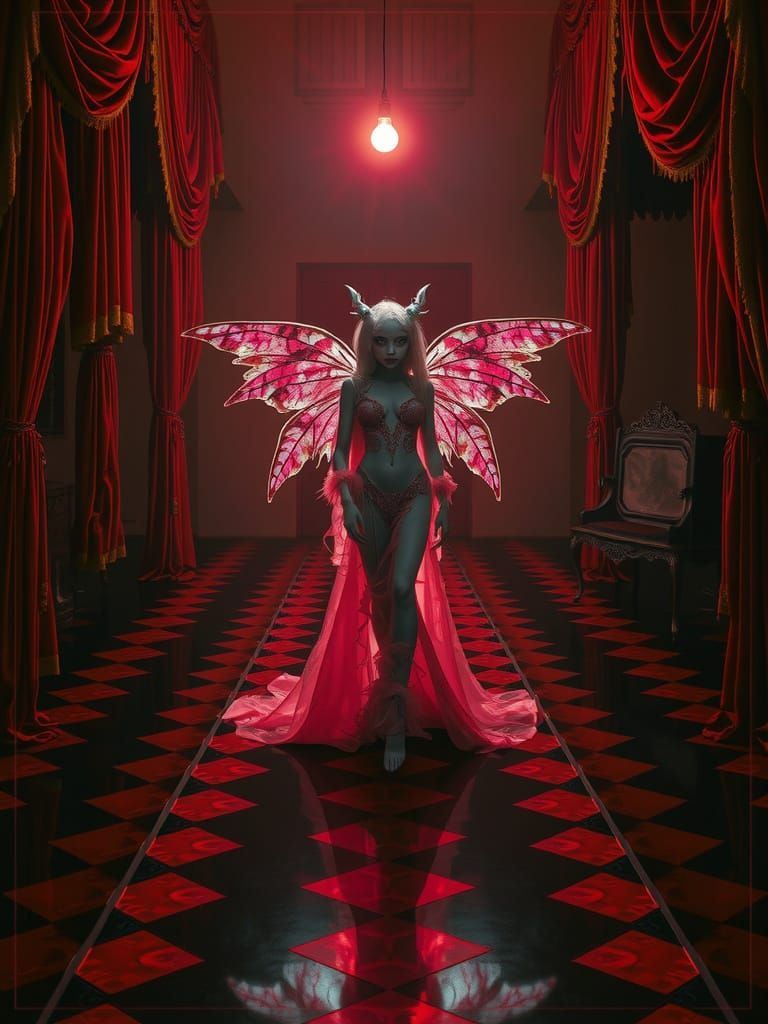 Surreal Fantasy Creature Unveils Haunting Couture in Crimson...