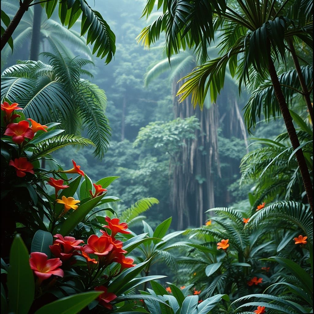 Tropical Rainforest Paradise in Cinematic Style