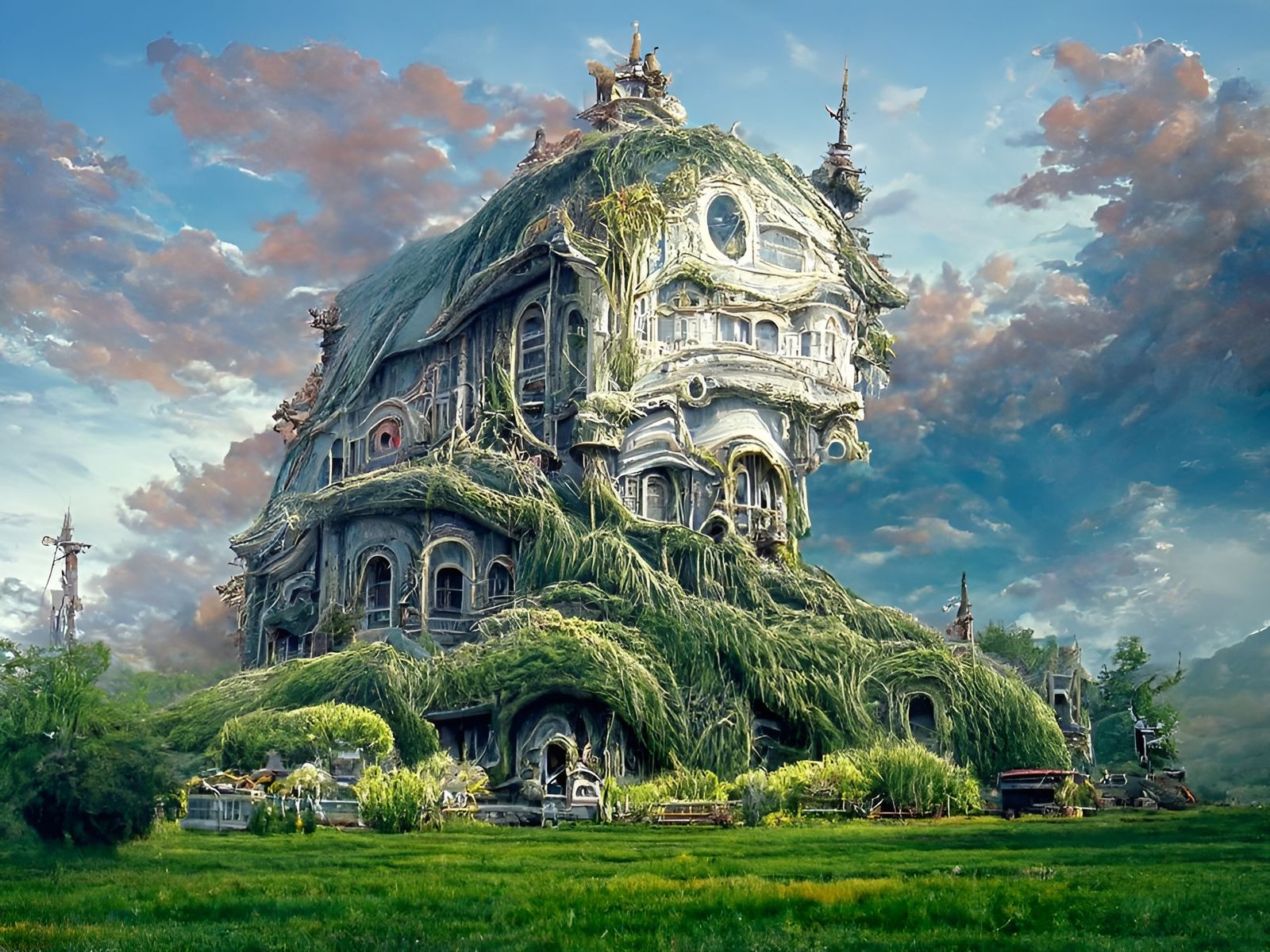 Macabre Fantasy House in Ghibli Style