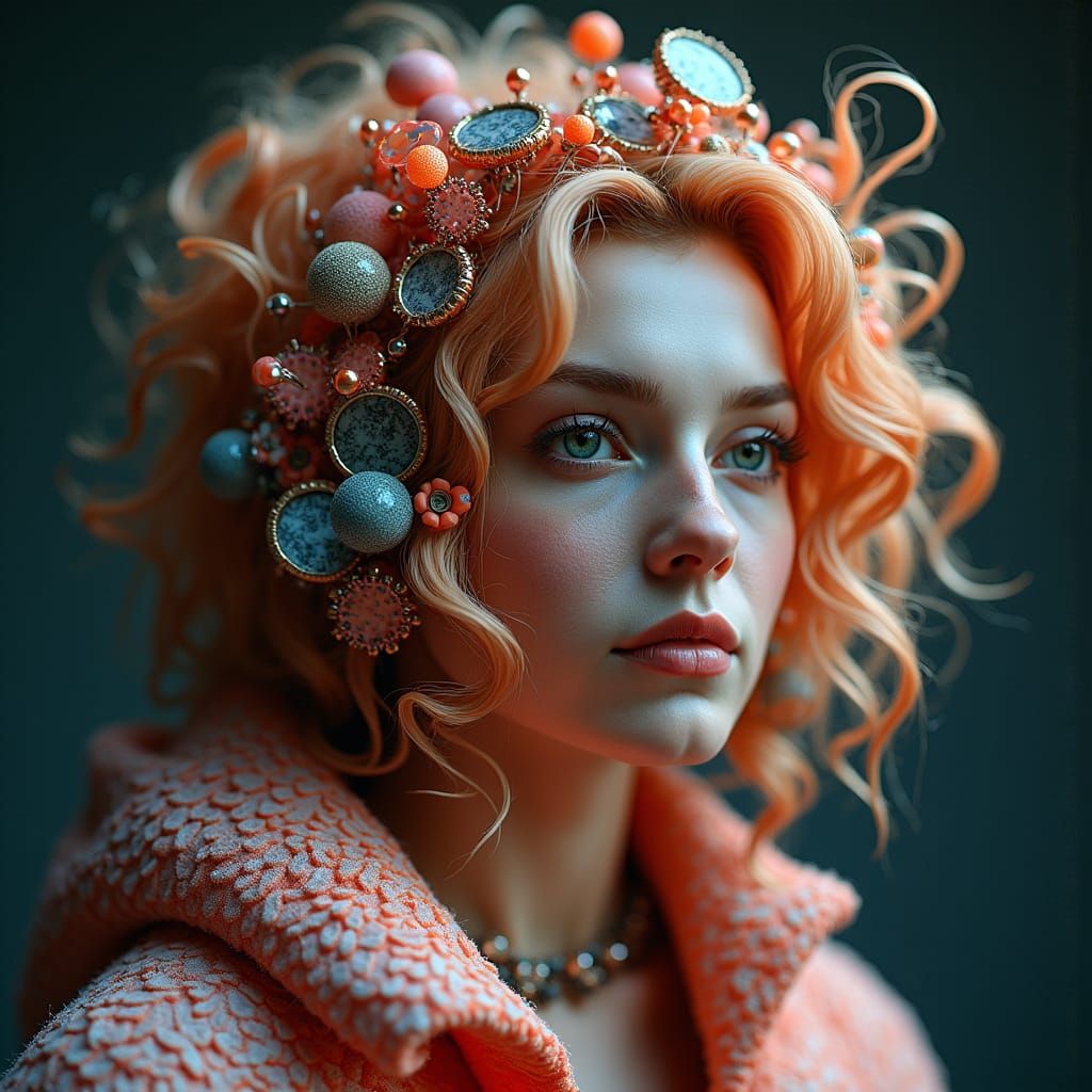 Cyborg Girl in Futuristic Fantasy Art Style