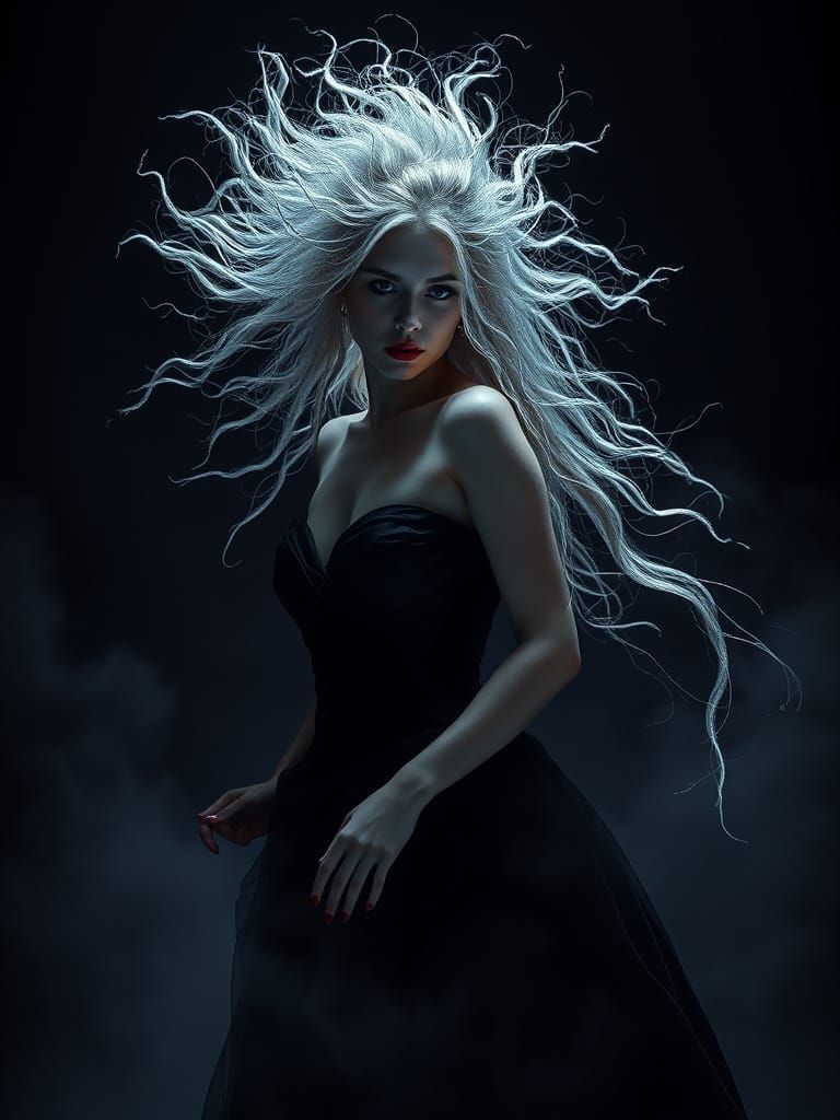 Mysterious Woman in Dark, Moody Grandeur