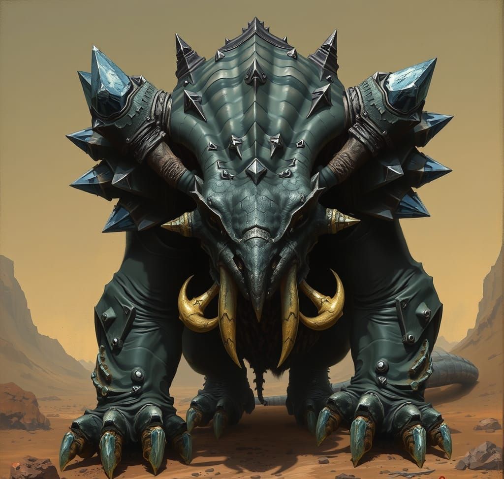 Muscular Gray Humanoid with Crystalline Protrusions