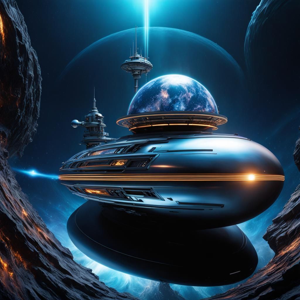 Kardashev spaceship (fueled by nuclear fission) with Earth leaving our solar system to search for a new 🌟