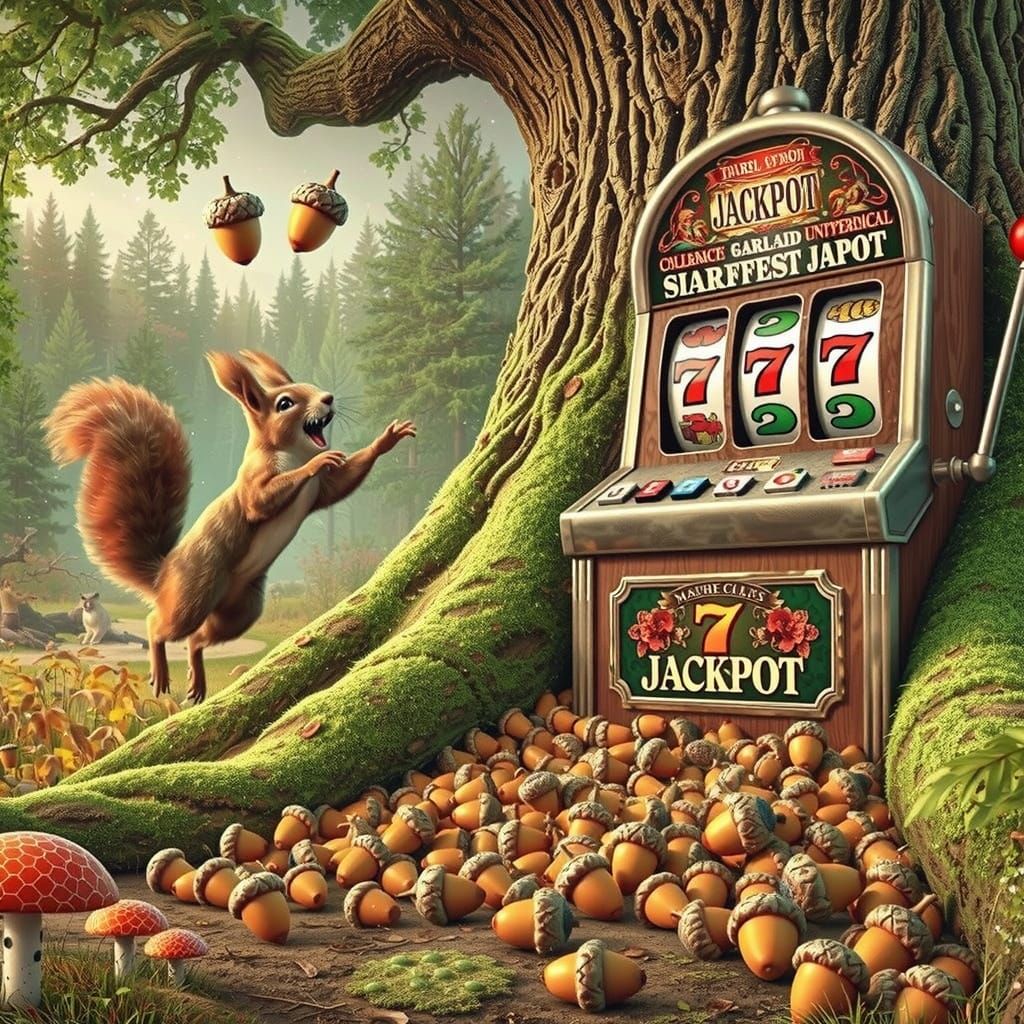Woodland Jackpot Celebration in Hyper-Realistic Digital Art