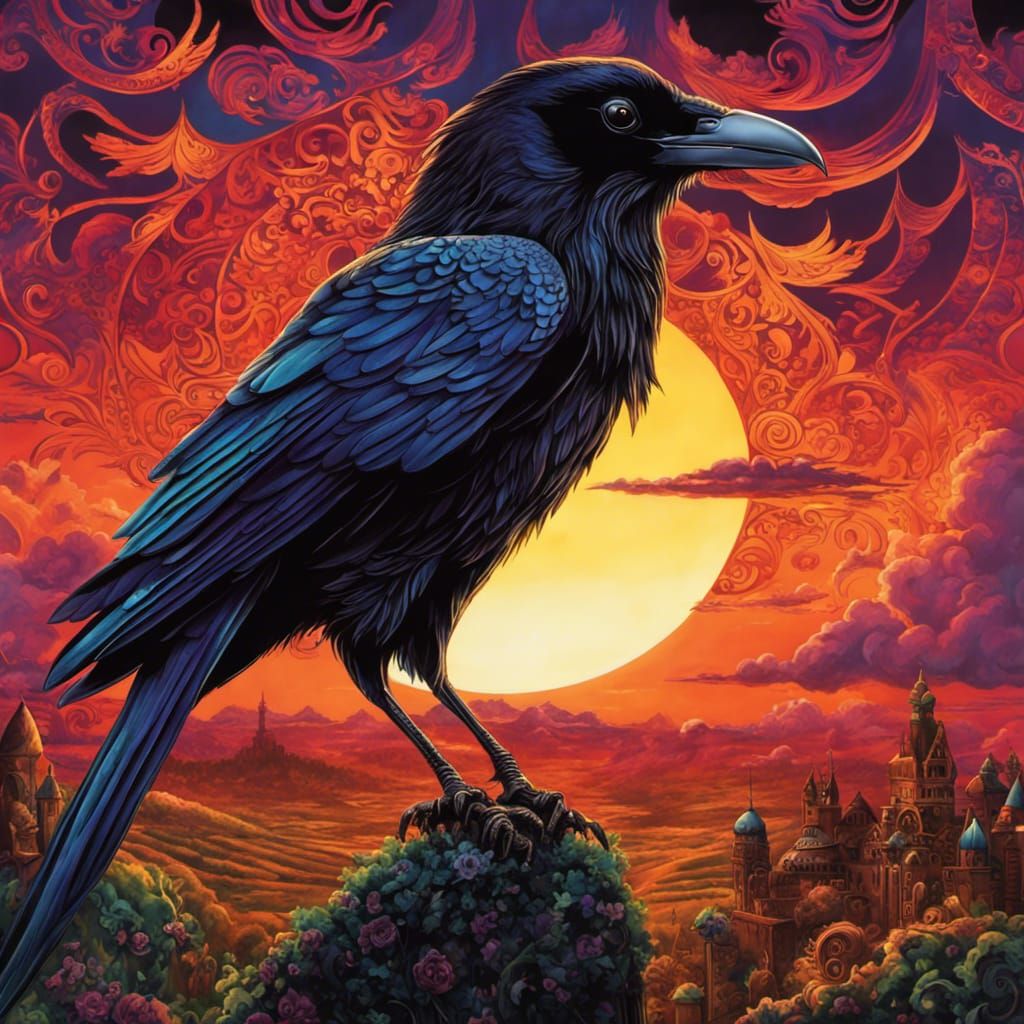 High Gothic Raven in a Burtonesque Graffiti Style
