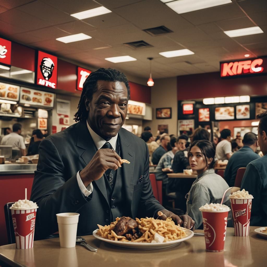 Booker T at KFC: Cinematic Film Still