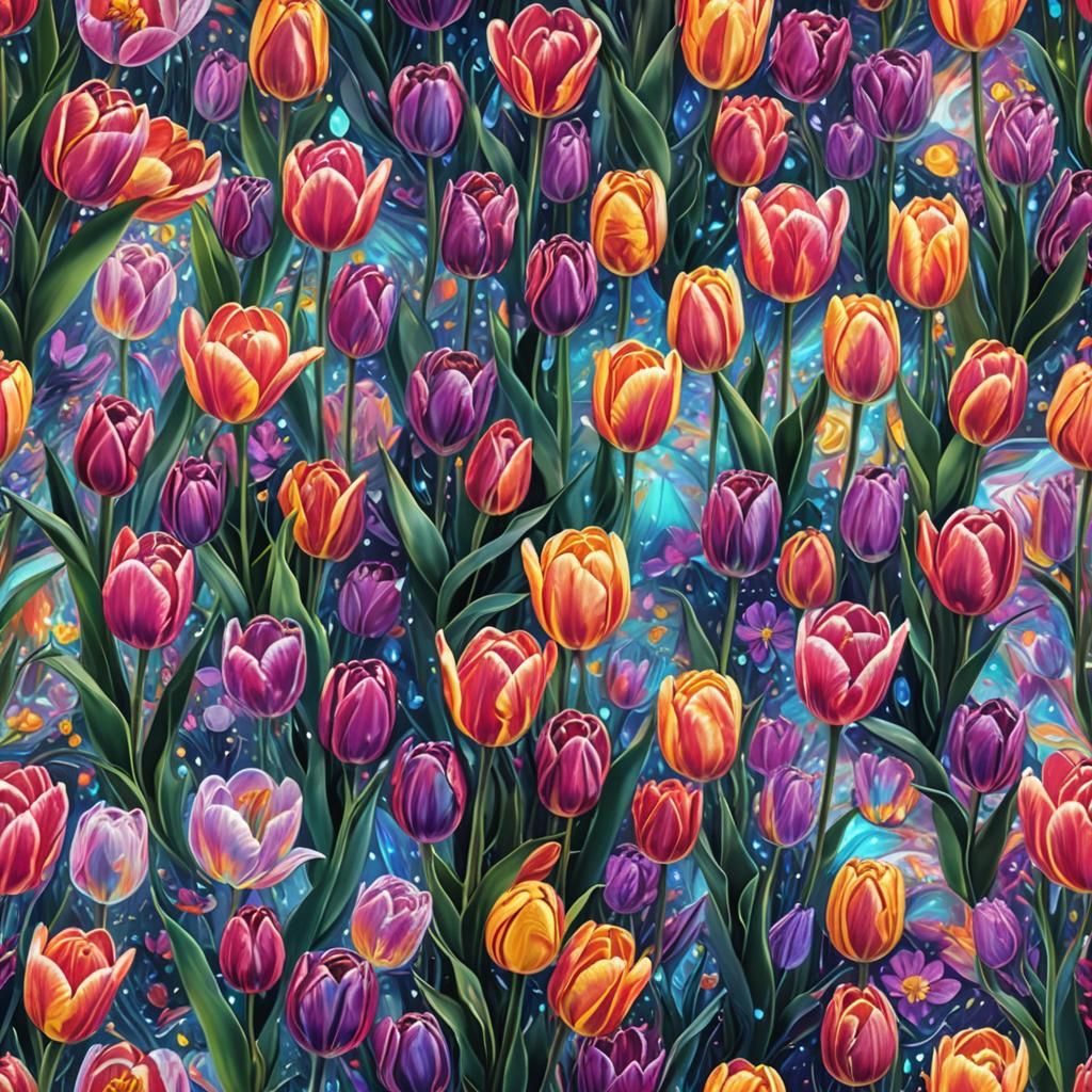 Laptop Glitch Art: Holographic Tulips by Amaringo