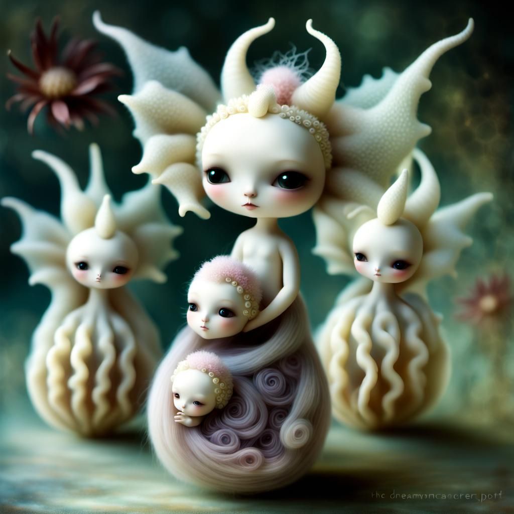 Surrealist Art in Dreamlike Ambiance with Wool Dragon and Fl...