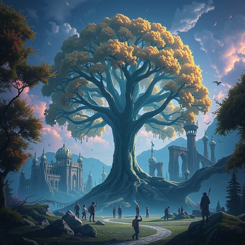 Epic Fantasy Landscape in Vibrant, Deep Colors