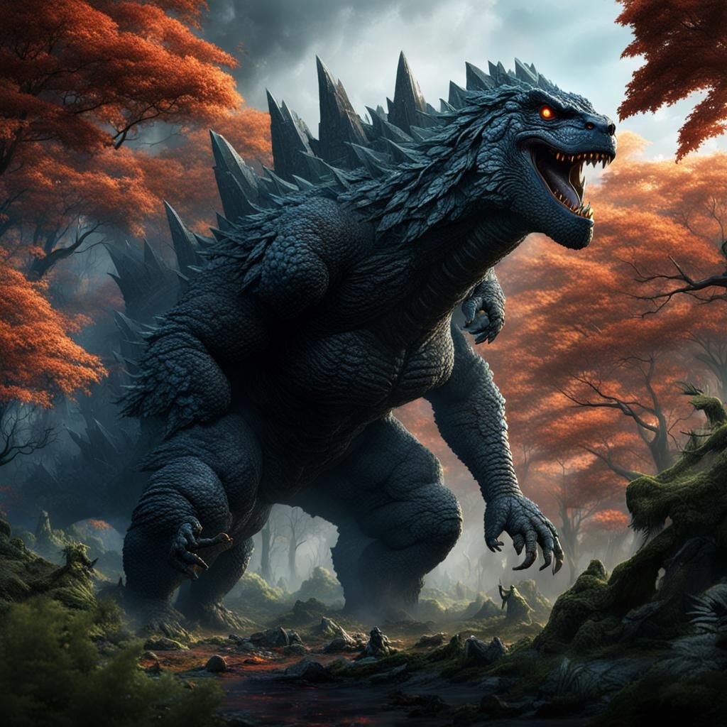 Godzilla in Fantastical Forest Concept Art