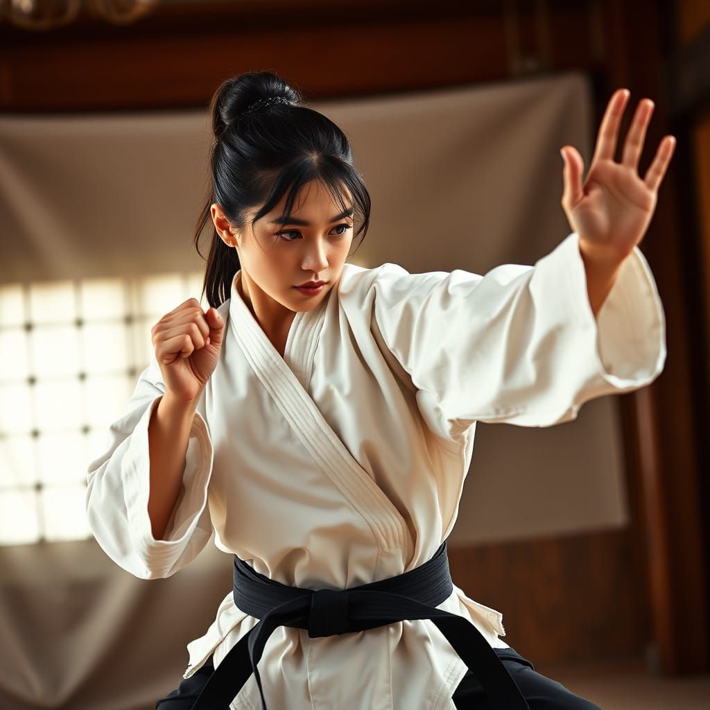 Dynamic Karate Master Breaks Board: Cinematic Motion Capture