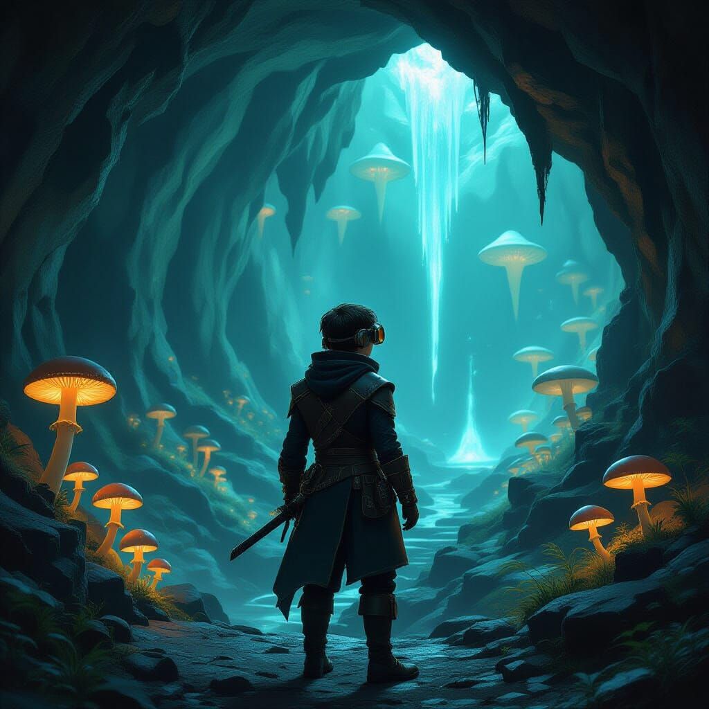 Mystical Mage in Underground Cavern