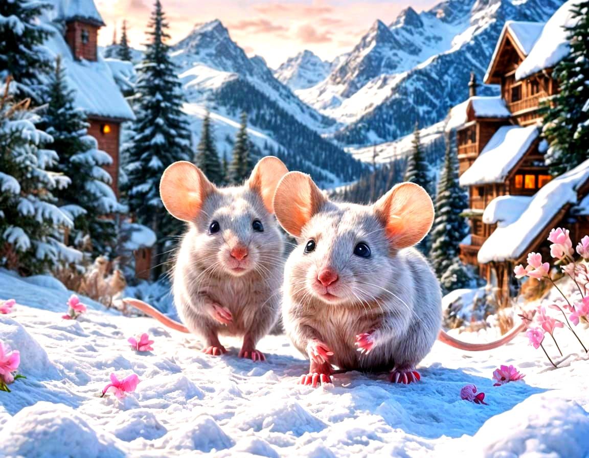 Mouse's Snowy Mountain Adventure: A Photorealistic Fairytale