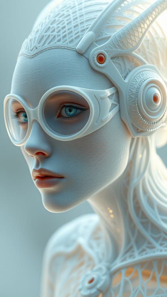 Surreal Futuristic Human Hybrid with Translucent Fins in Sof...