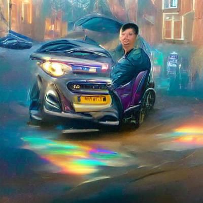 Hyperrealistic Fiesta Driver in Coventry, Kinkade Style