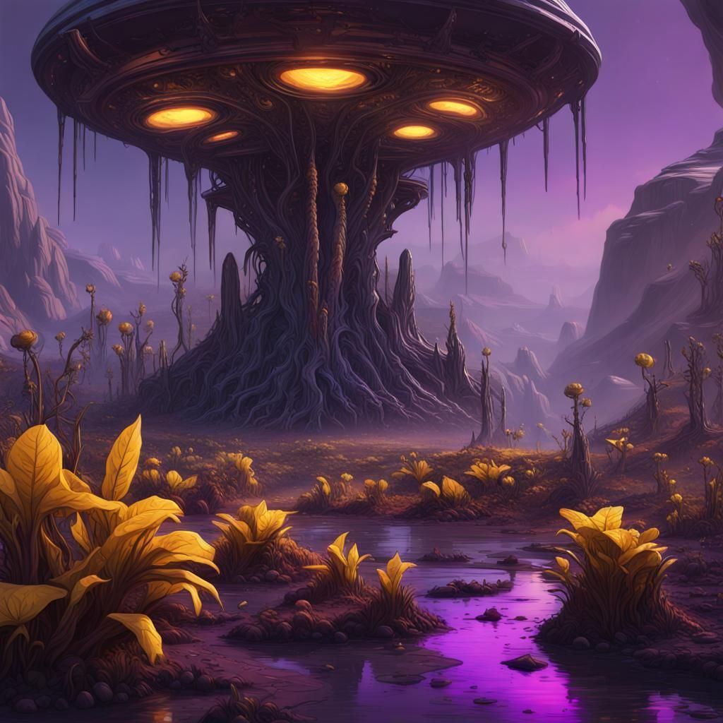 Aliens on a Melting Planet: Dark Fantasy Concept Art