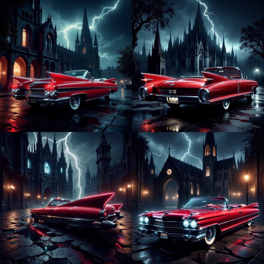 Timeless Cadillac Eldorado Convertible Amidst Gothic Cathedr...