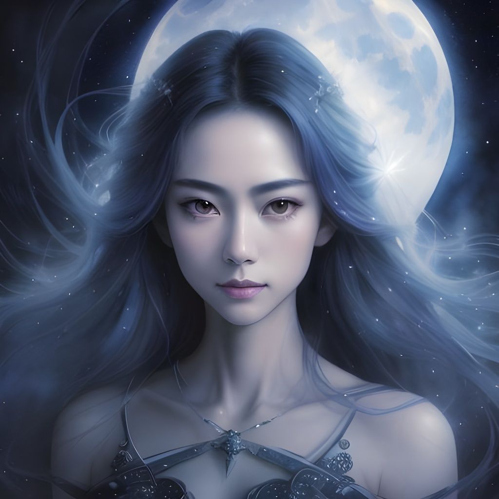 Ethereal Watercolor Portrait of Woman in Starscape