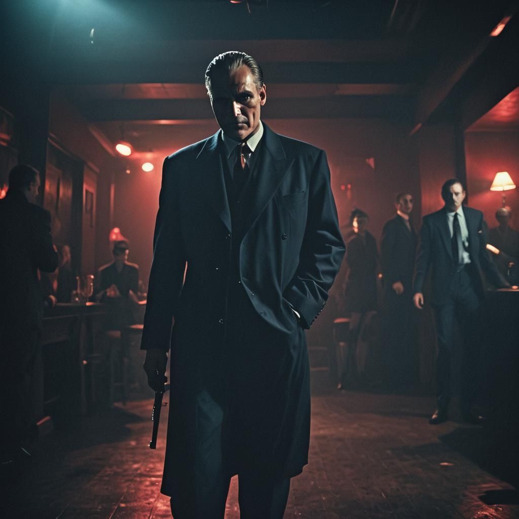 Gotham Mafia Lord in Film Noir Nightclub