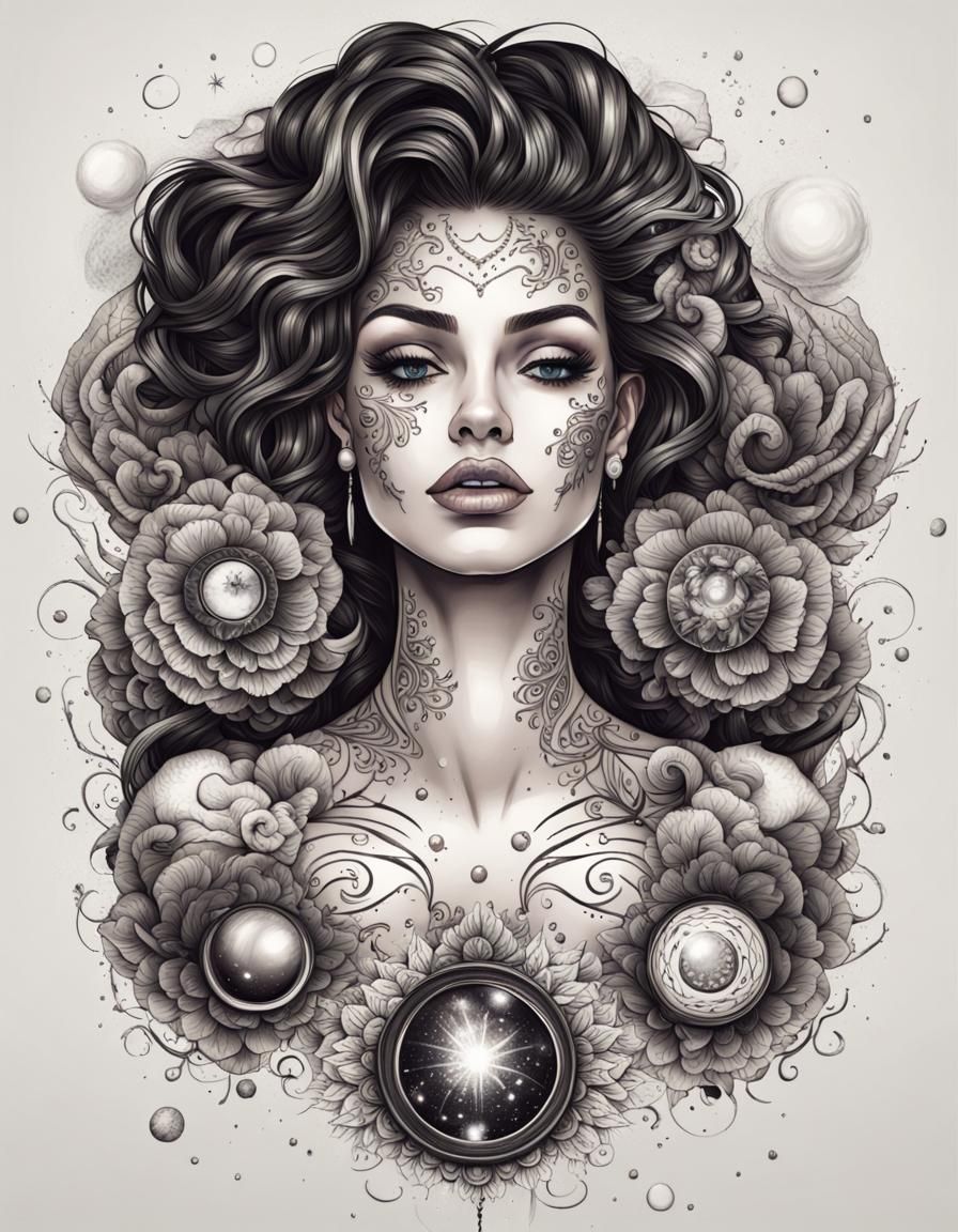 Tattoo Artist in a Holographic Cosmic Scene