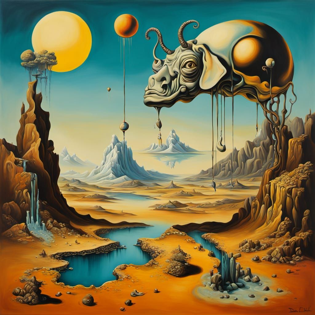 Surreal Melting Clock in Salvador Dali Style