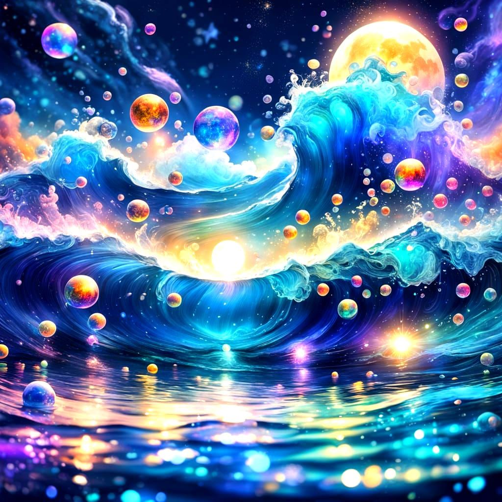 Surreal Cosmic Wavescape in Vibrant Colors