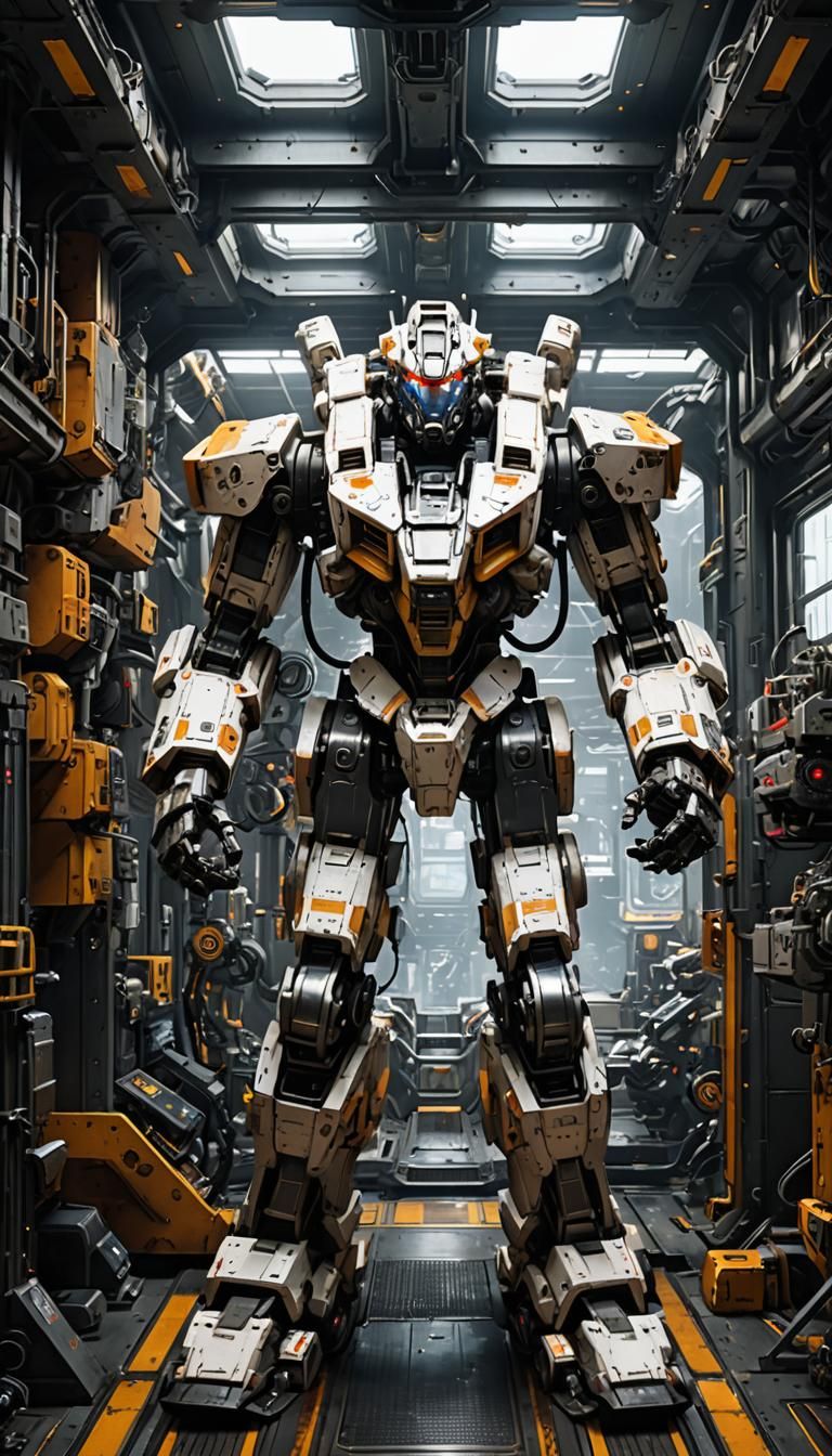 Mech Pilot Inside Cockpit Controls Giant Robot