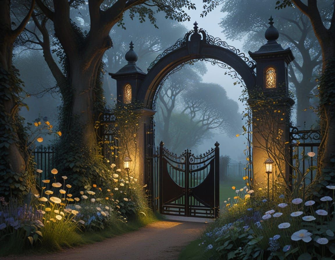 Garden Gate in Evening Haze, an Art Nouveau Masterpiece