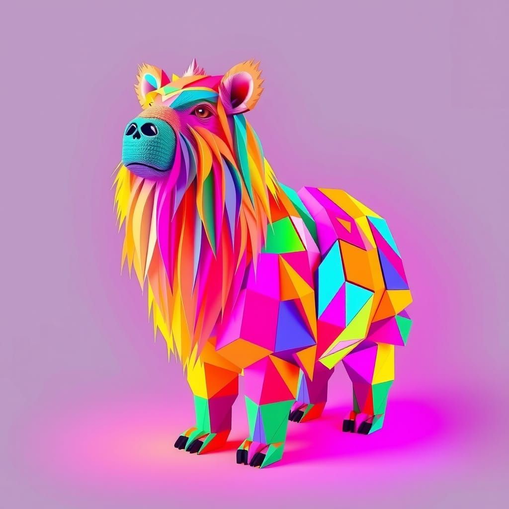 Neon Cubes Capybara in Surreal Art