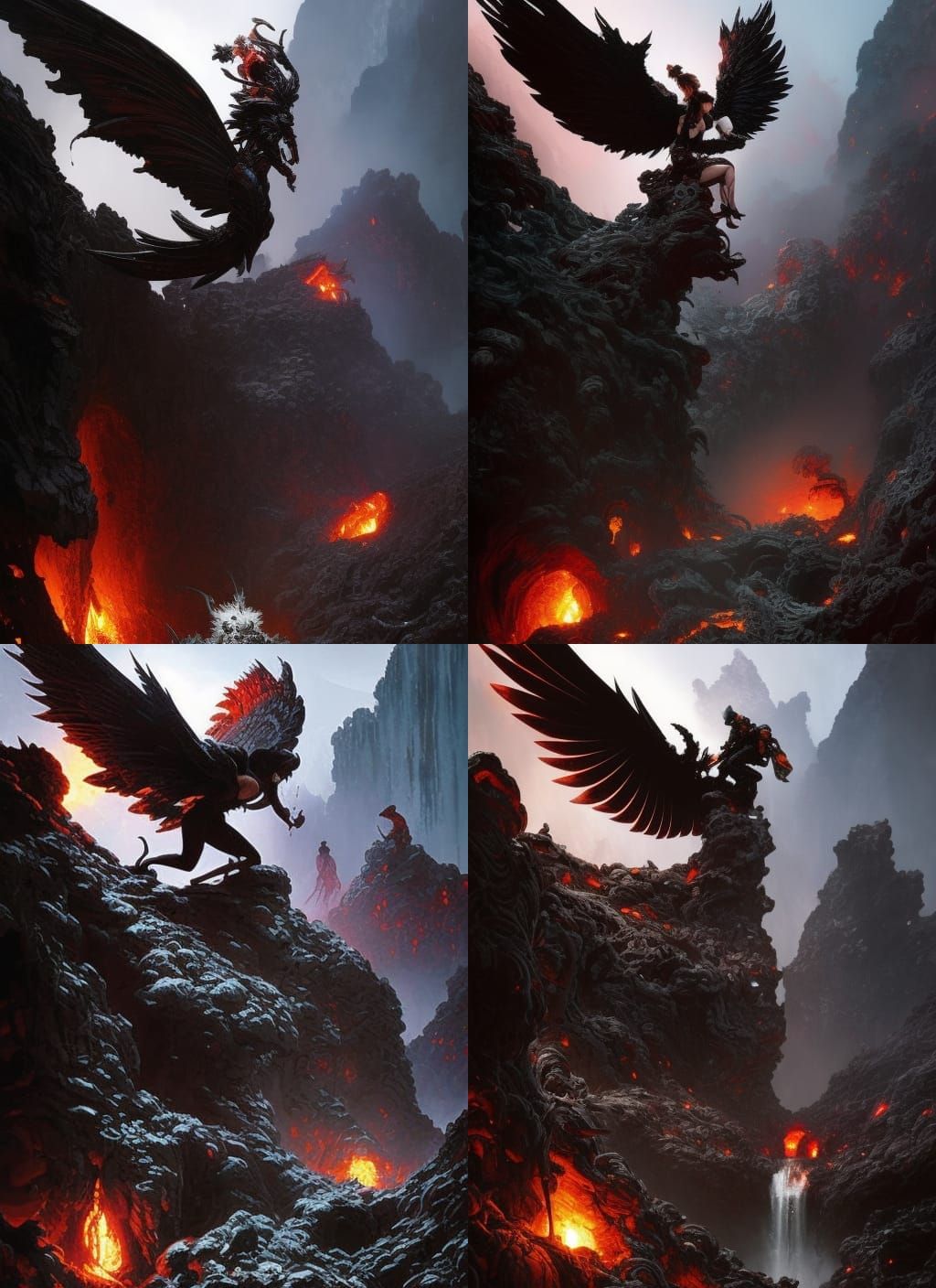 Fallen Angel Rises: Watercolor Splash Art