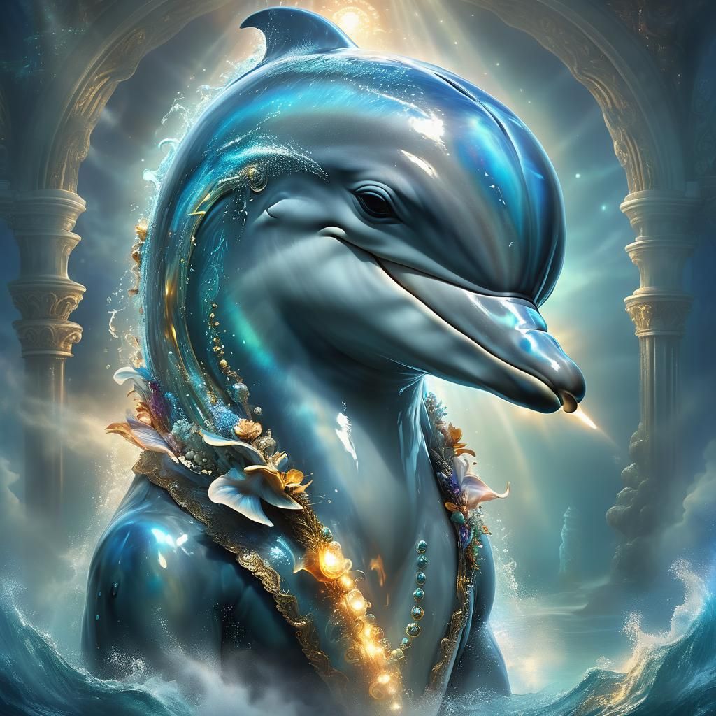 Mystical Anthropomorphic Dolphin Portrait, Detailed Fantasy ...